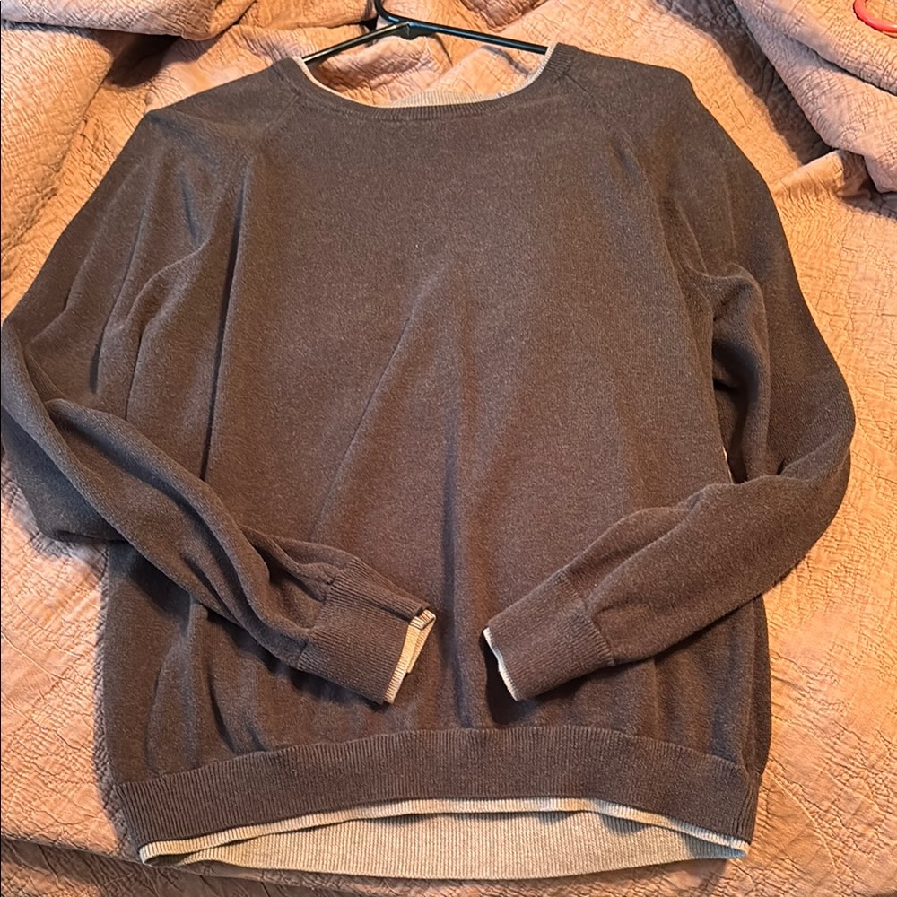 Perry Ellis Brown Crew Neck Sweater Soft Knit Fabric